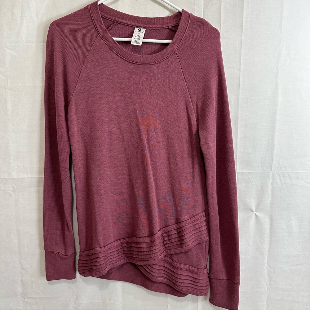 Active Life Womens Asymmetric Ribbed Hem Sweatshirt Small